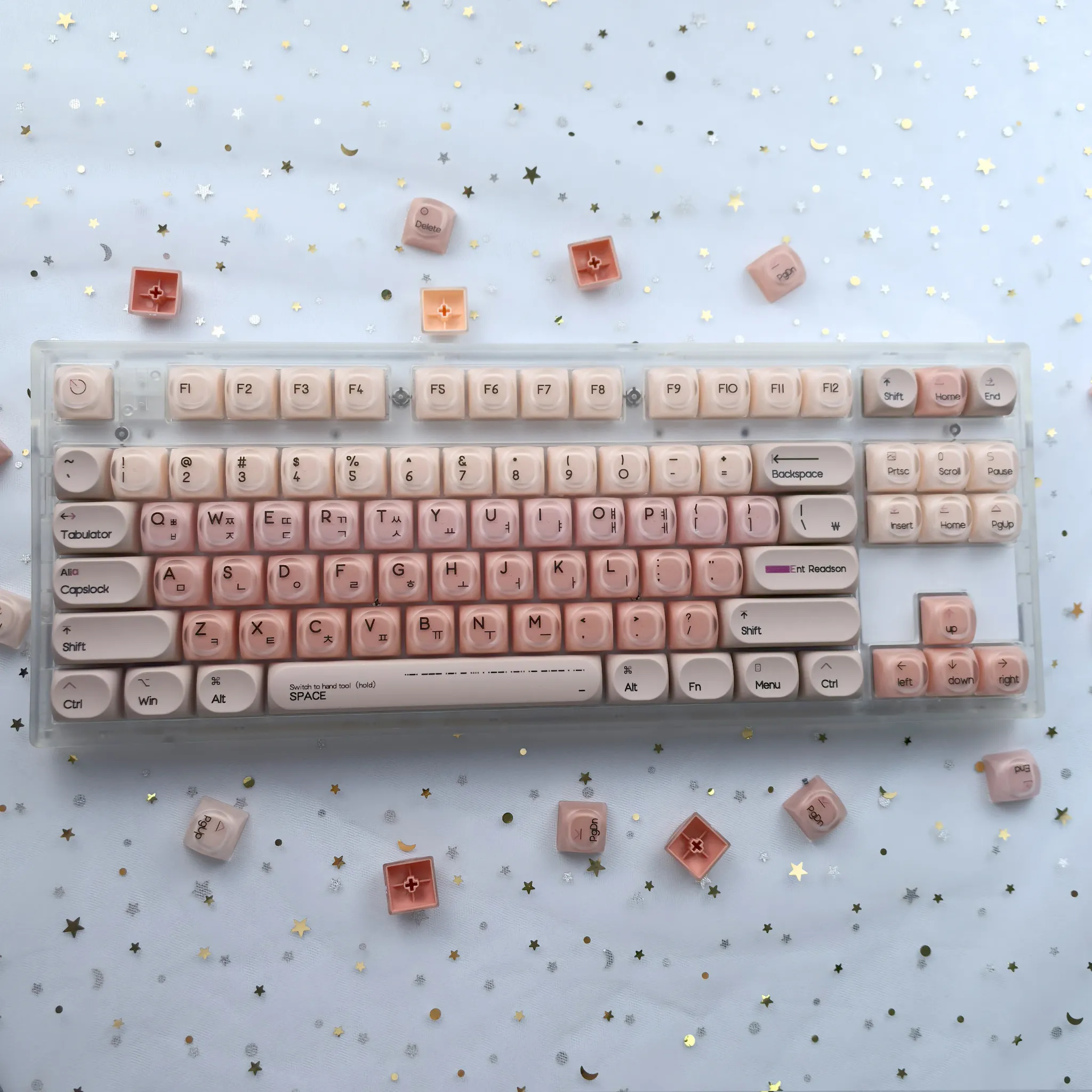 MAIMOOO Pink HOA PBT+PC 136-Key Korean Keycap Set