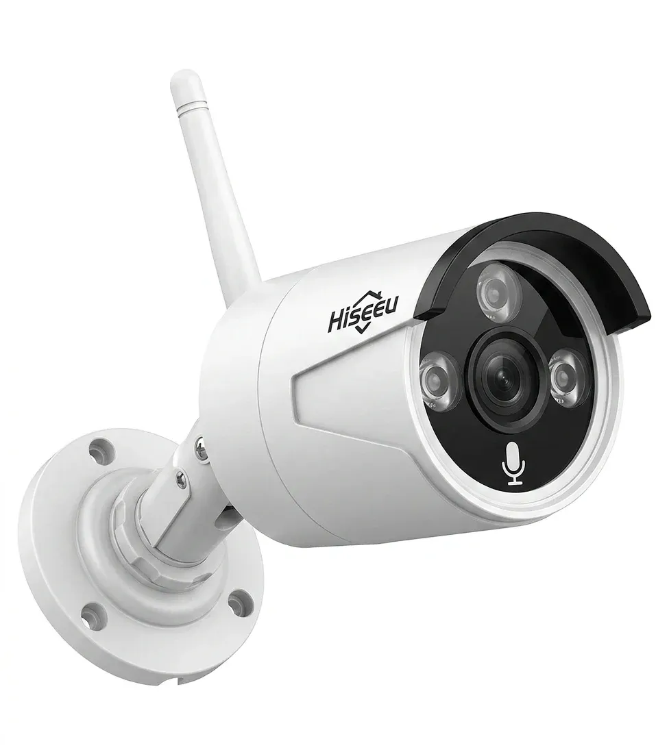 Hiseeu white bullet security camera studio shot