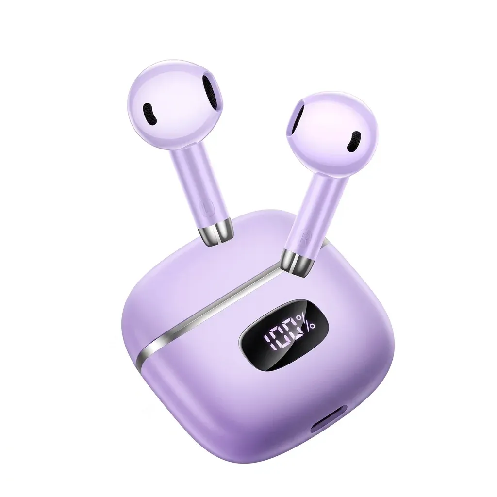 Lavender HOCO EQ1 earbuds with display case