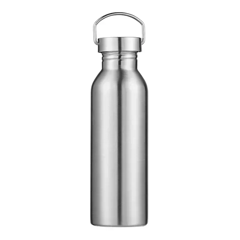 1L Stainless Steel Single-Wall Sports Water Bottle with Bamboo Lid