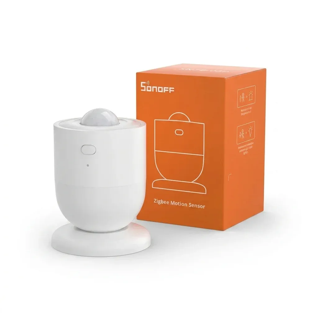 SONOFF motion sensor with orange retail box