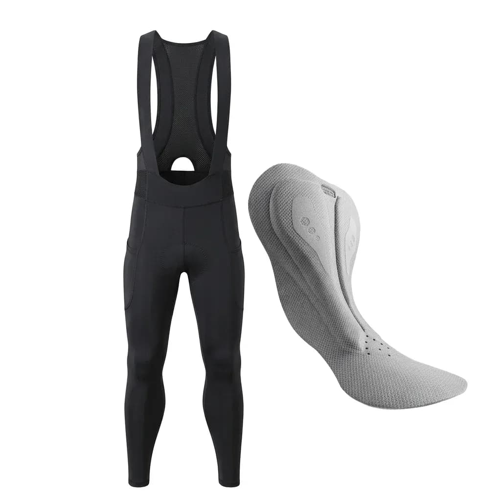 Black men’s cycling bib tights with pad