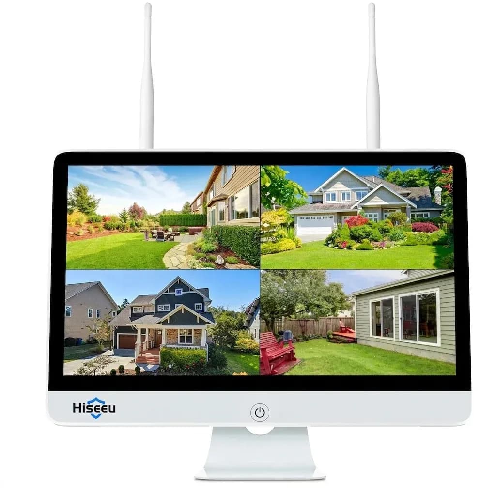 Hiseeu white wireless NVR monitor front view