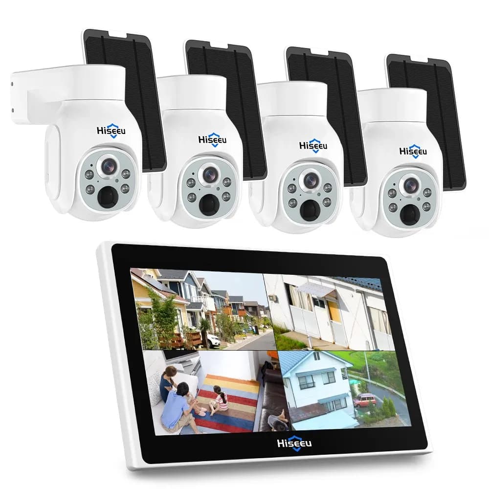 Hiseeu 4MP Solar PTZ WiFi NVR Camera Kit