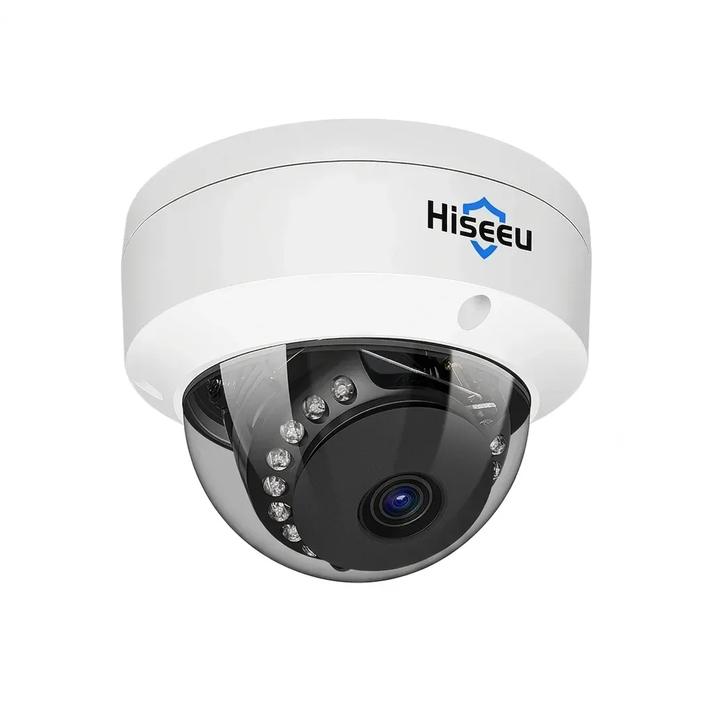 Hiseeu white dome security camera studio shot