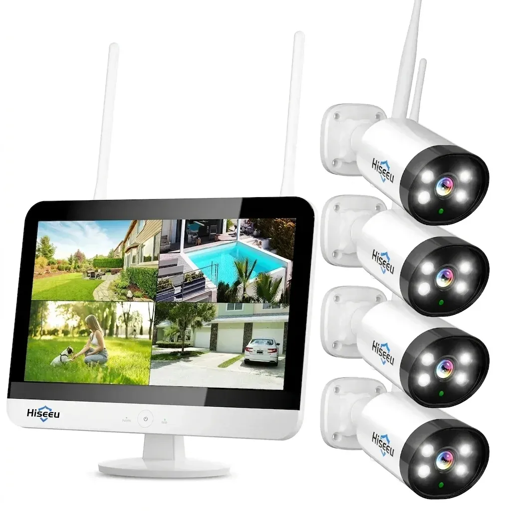 Hiseeu wireless solar camera kit with monitor