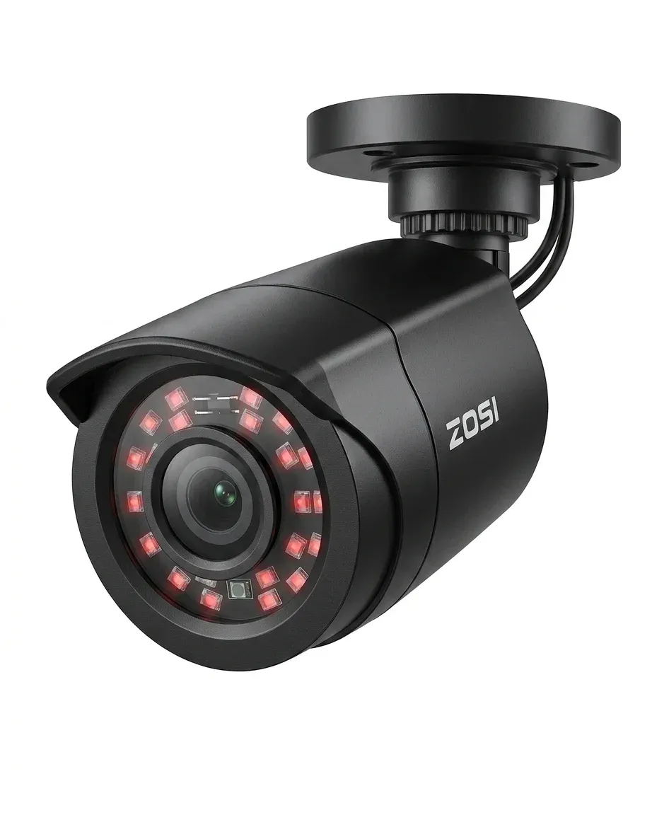 ZOSI black outdoor security camera studio shot