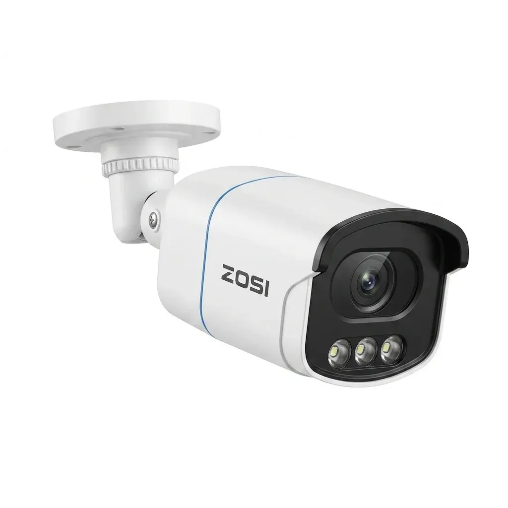 ZOSI white outdoor security camera studio shot