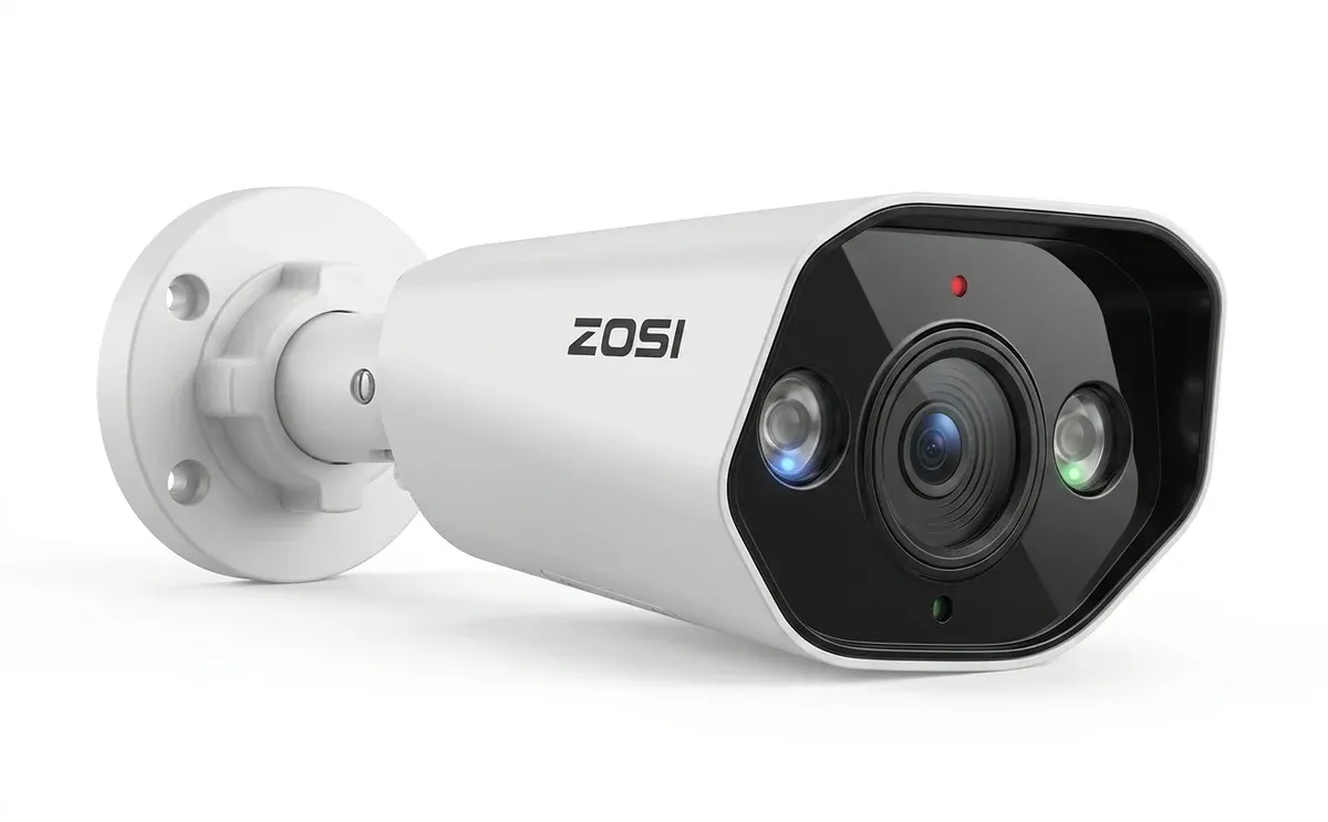 ZOSI white bullet security camera studio shot
