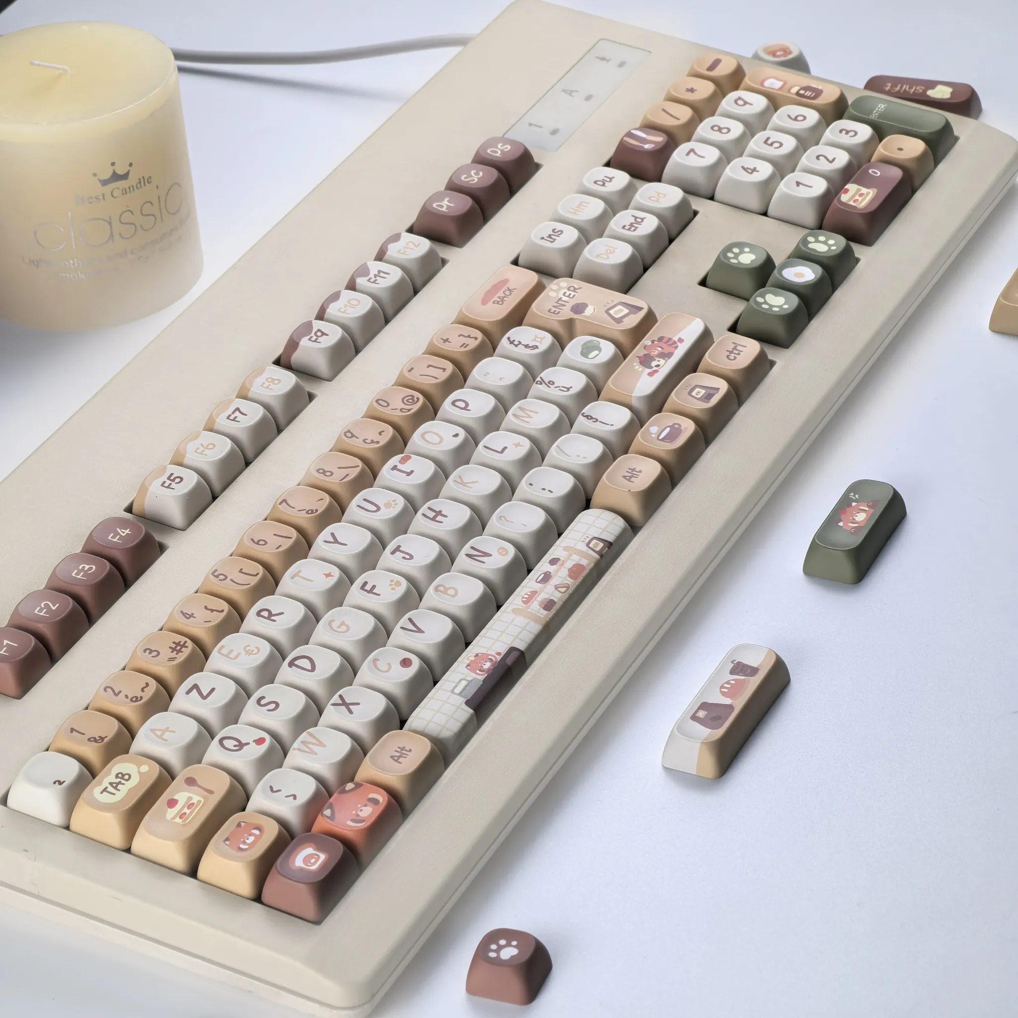 MAIMOOO Red Panda Coffee House MOA PBT Keycap Set for FR AZERTY ISO Boards
