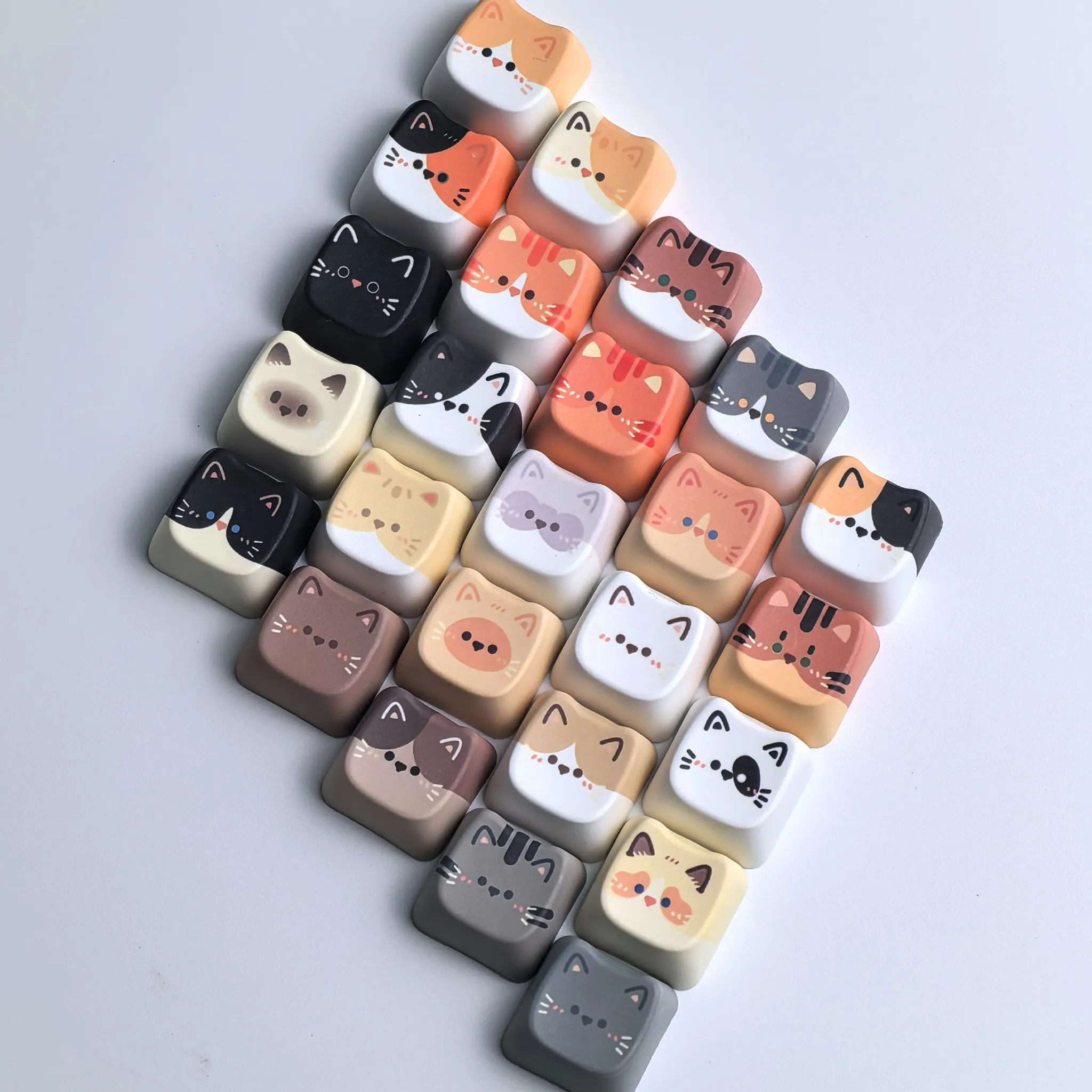 MAIMOOO Cute Cat PBT Keycap Set for Compact Mechanical Keyboards