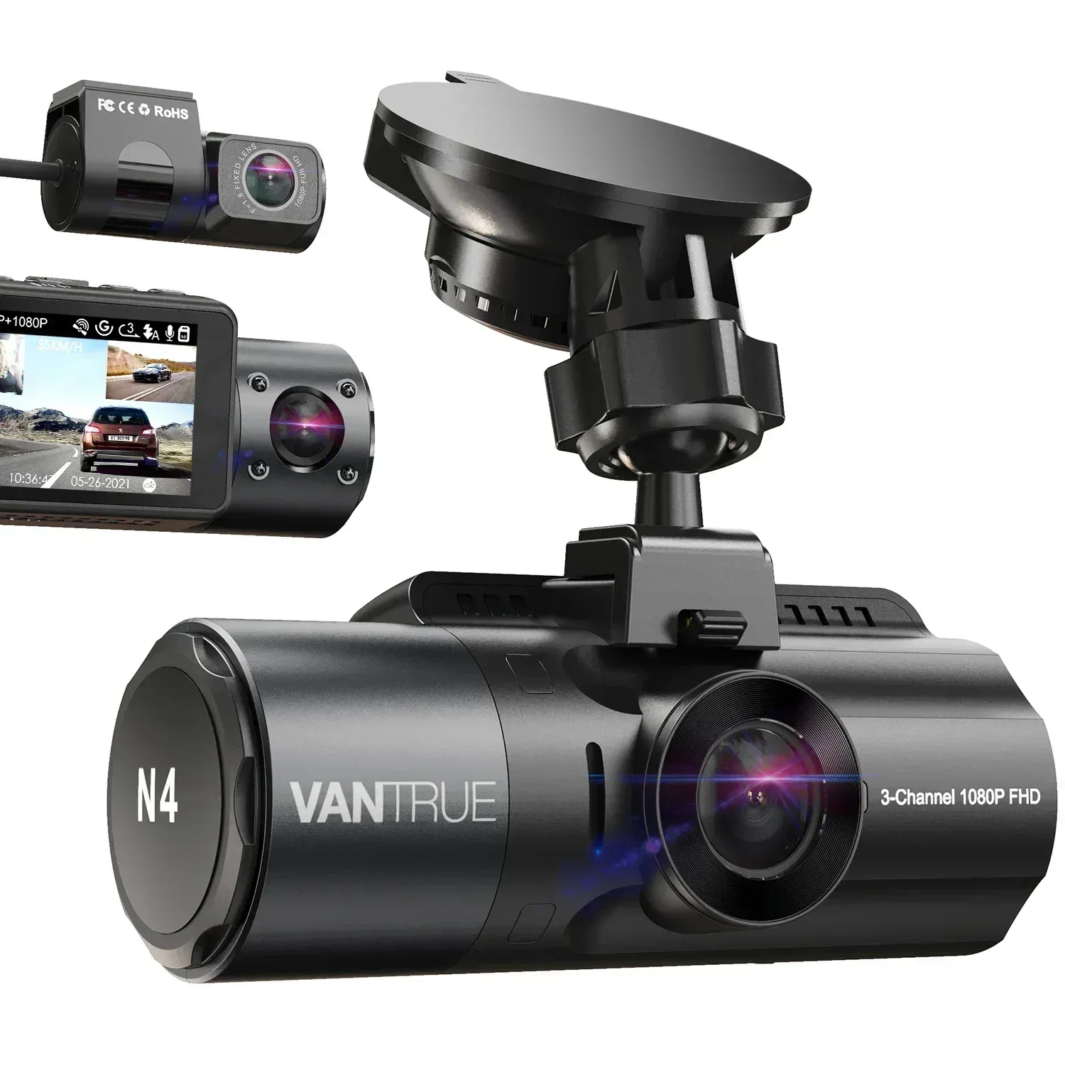 Vantrue N4 3-Channel 4K Dash Cam with GPS and Night Vision