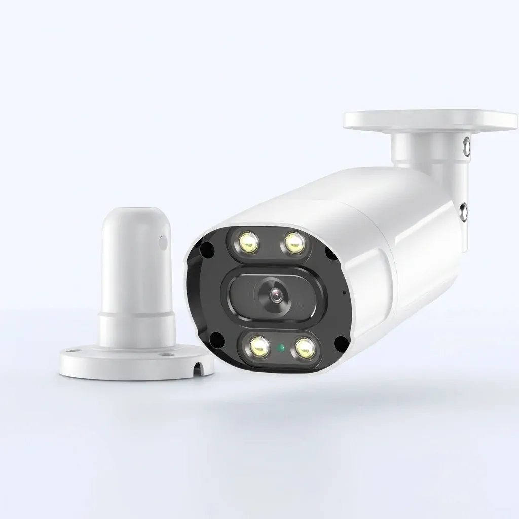 White outdoor bullet CCTV camera studio shot