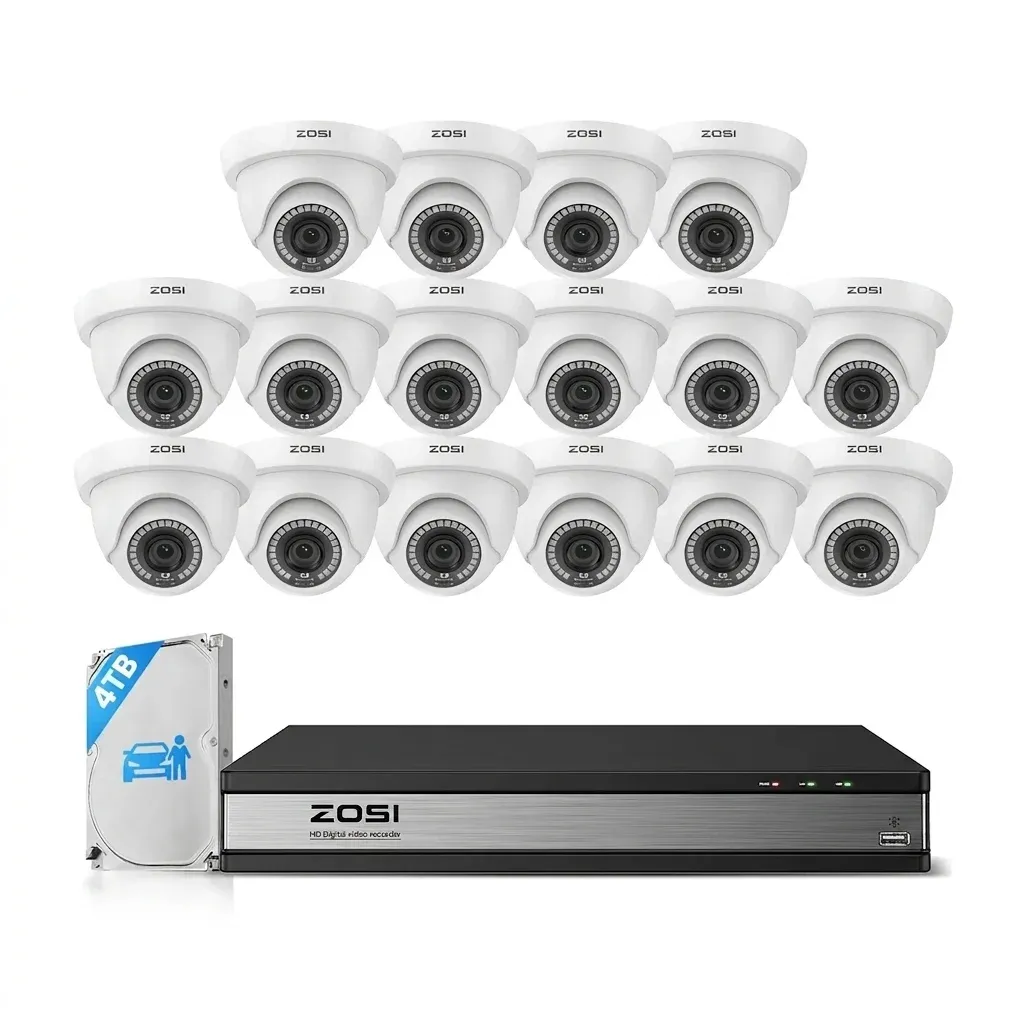 ZOSI DVR with white dome cameras