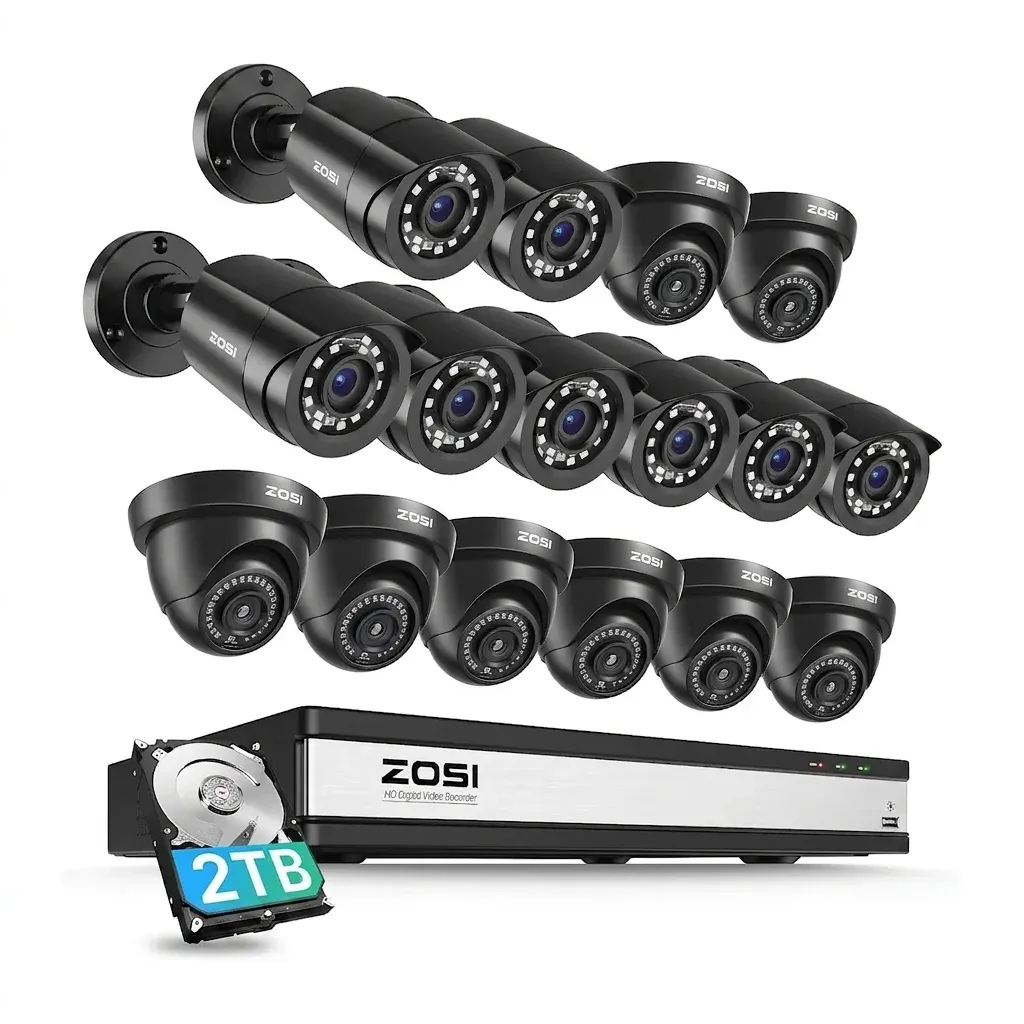 ZOSI DVR with black security cameras