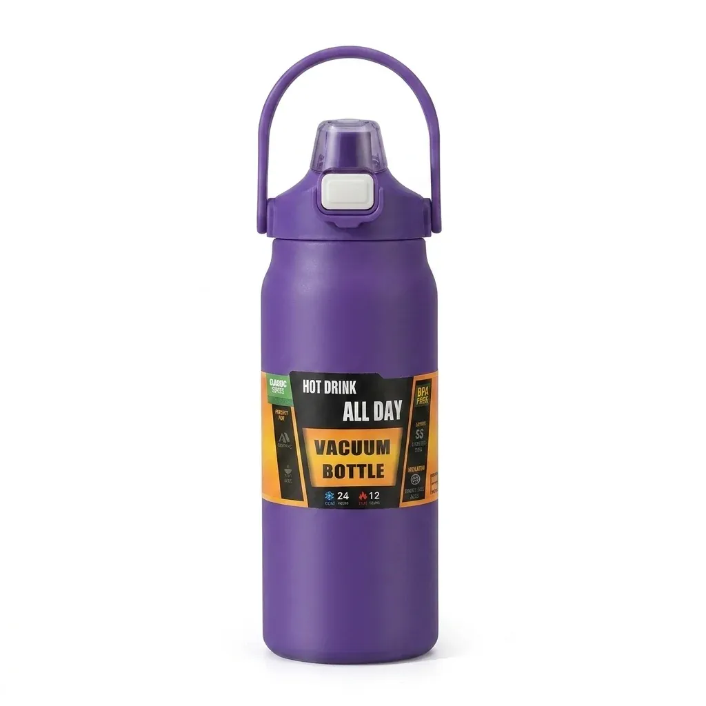 Vacuum Insulated Stainless Steel Thermos Bottle with Dual-Drink Lid