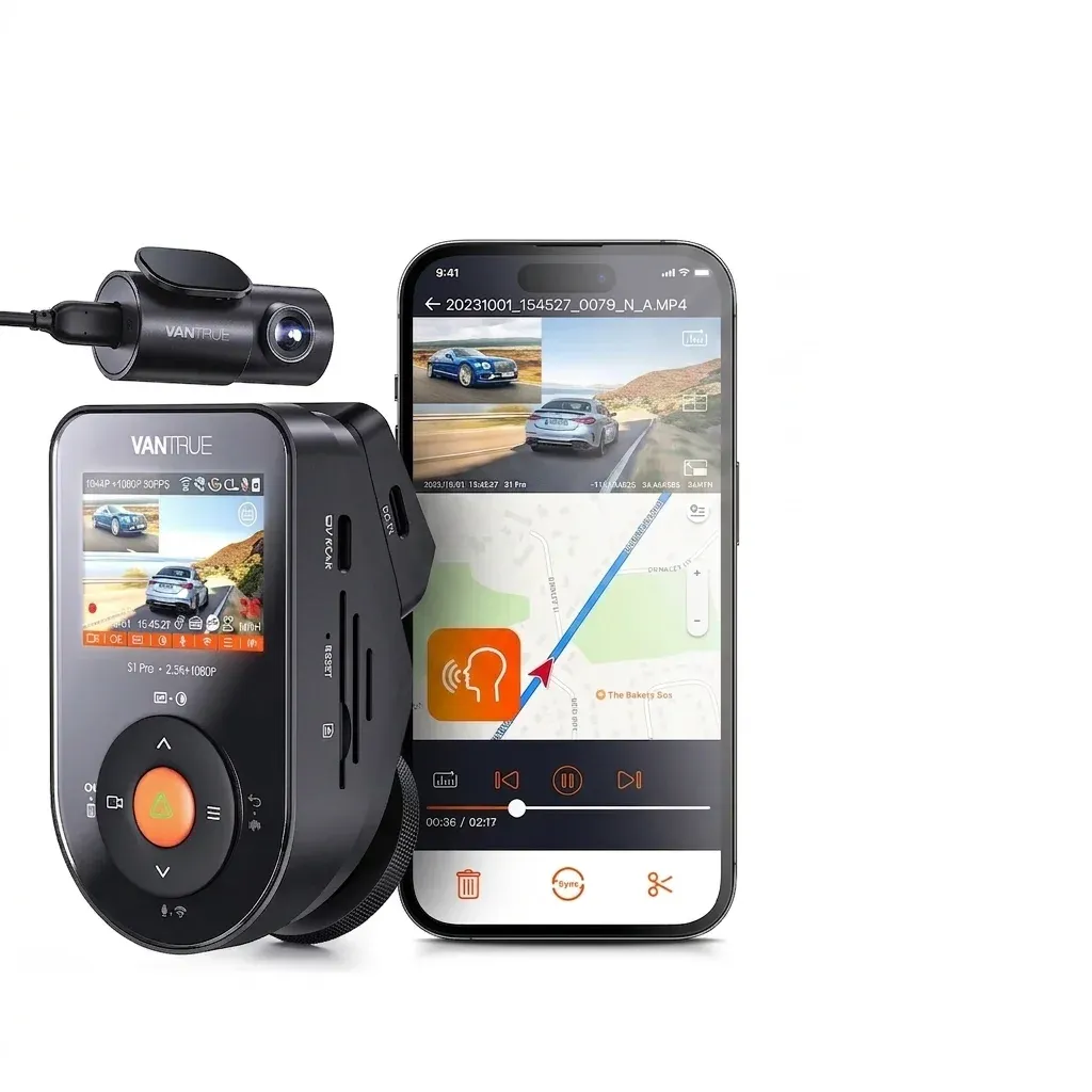 Vantrue S1 Pro 2.7K Dual Dash Cam with 5G WiFi and GPS