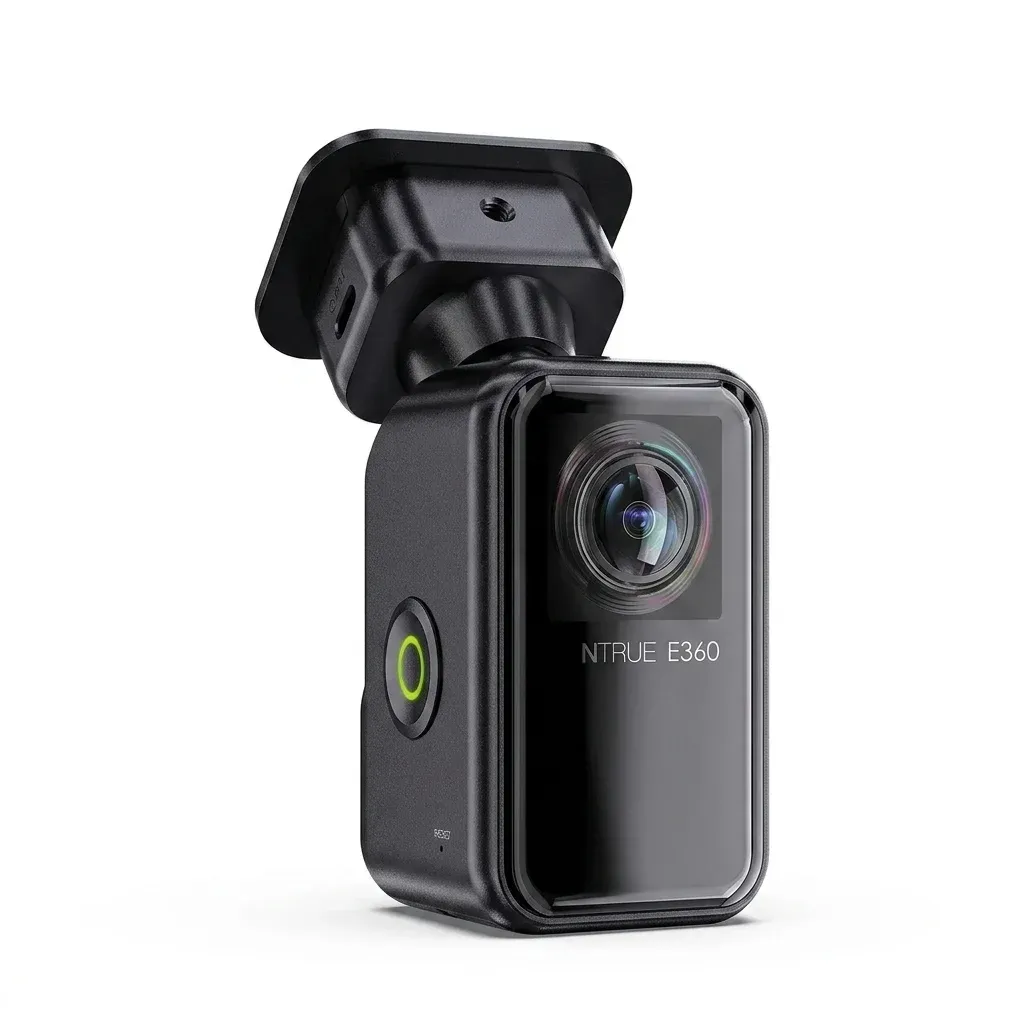 Vantrue E360 black dashcam studio photo