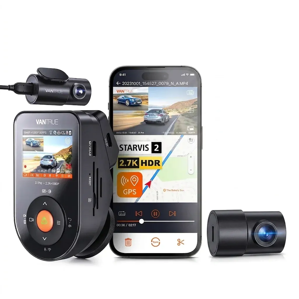 Vantrue S1 Pro Dual Dash Cam with 2.7K Front and Rear Recording