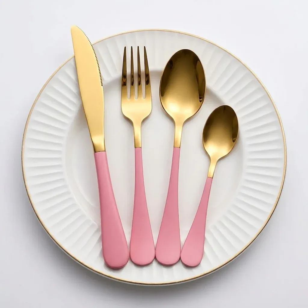 30-Piece Gold Pink Stainless Steel Flatware Set
