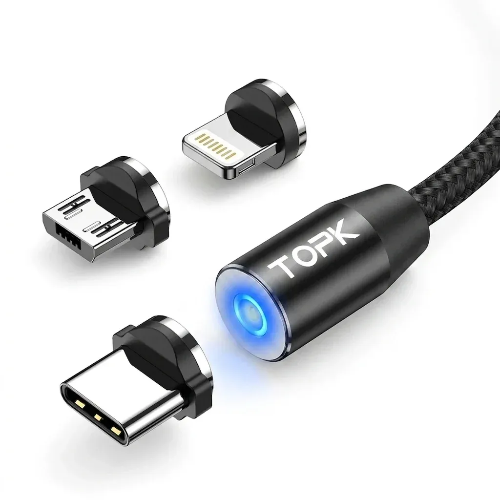 TOPK 3-in-1 Rotating Magnetic Charging Cable