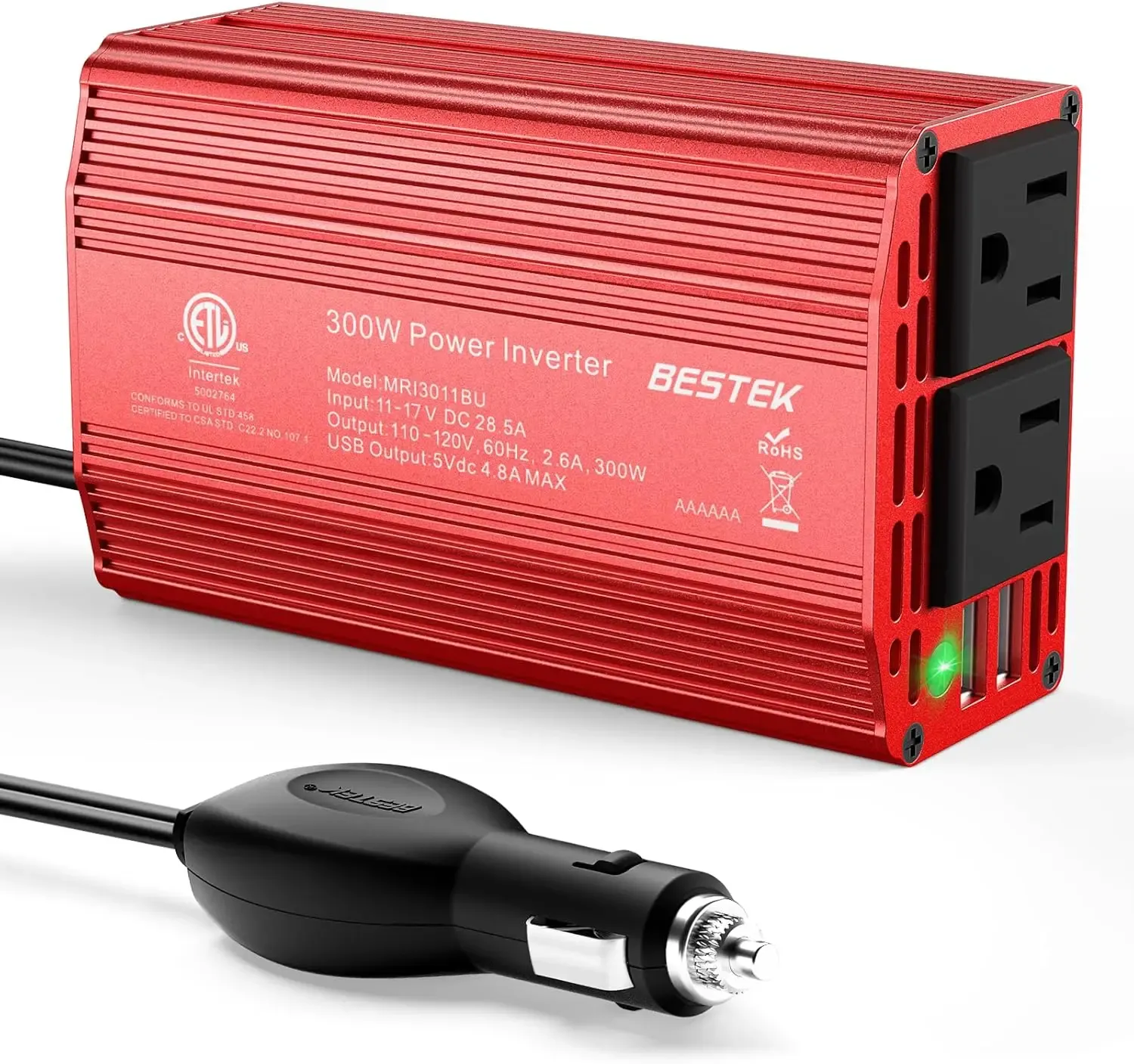 BESTEK 300W Car Power Inverter with Dual USB