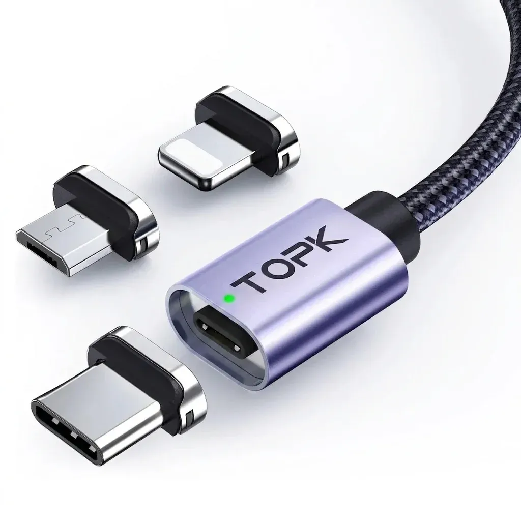 TOPK Magnetic LED Charging Cable for Micro USB and Type-C Devices